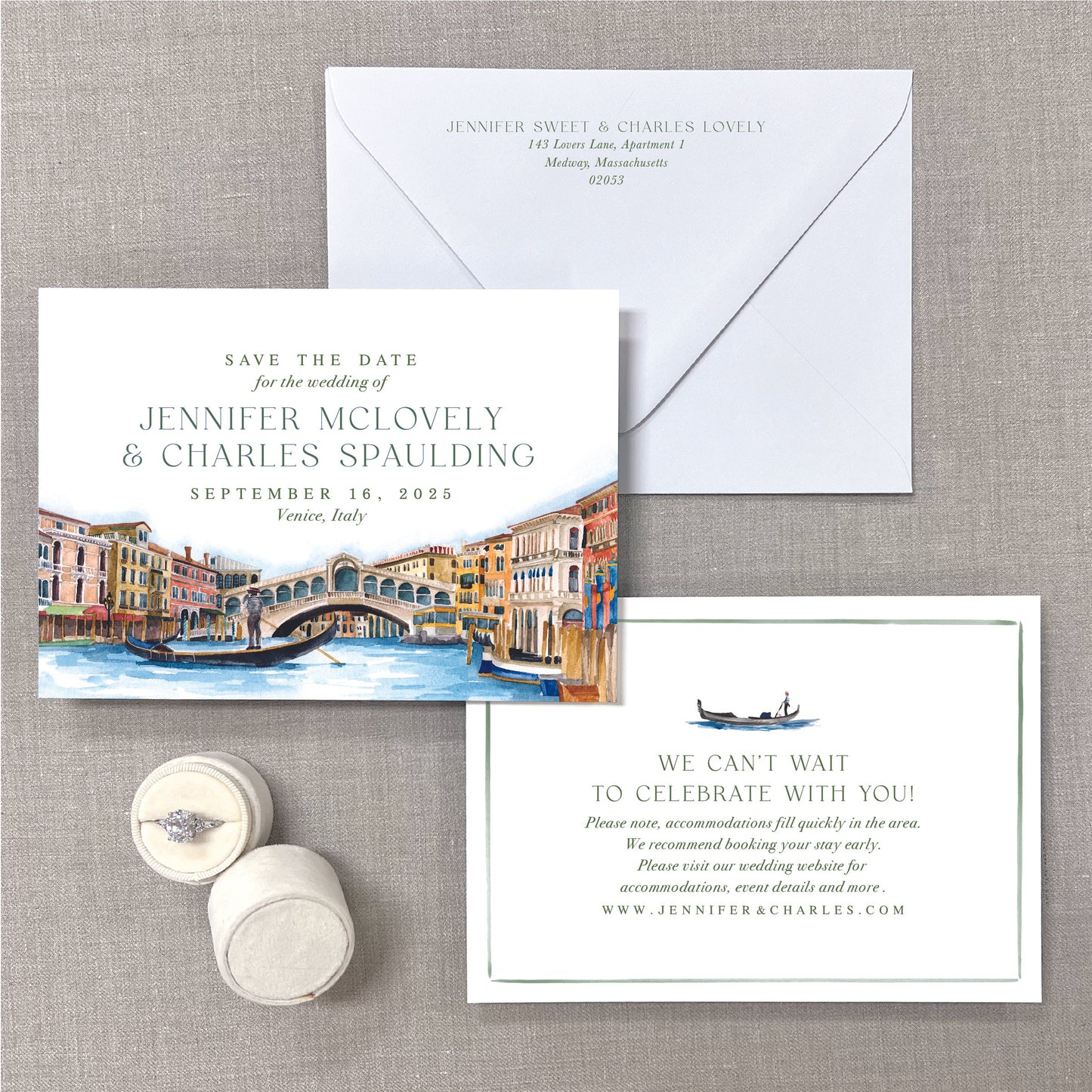 Venice Italy, Watercolor City Scene Save The Dates