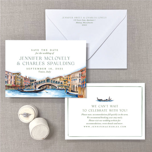 Venice Italy, Watercolor City Scene Save The Dates