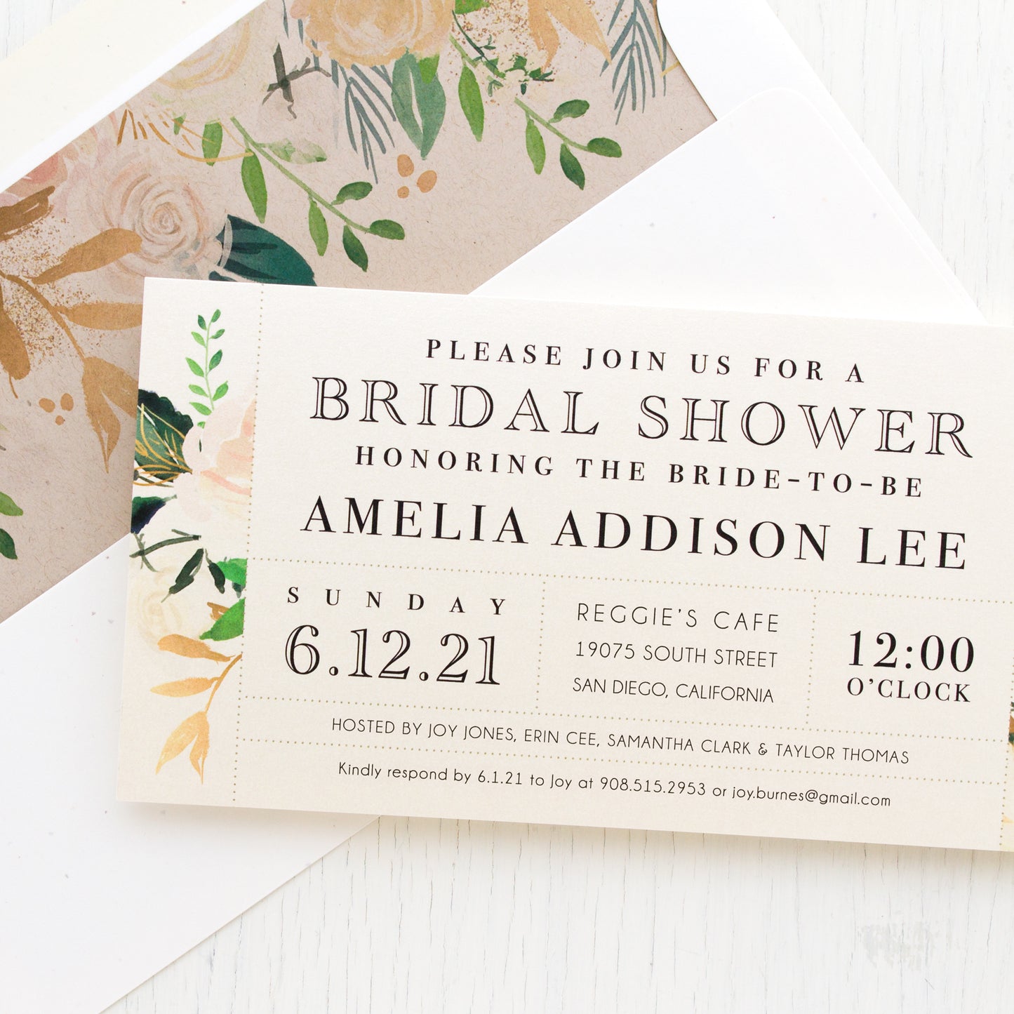 Ivory & Gold Bridal Shower Invitations