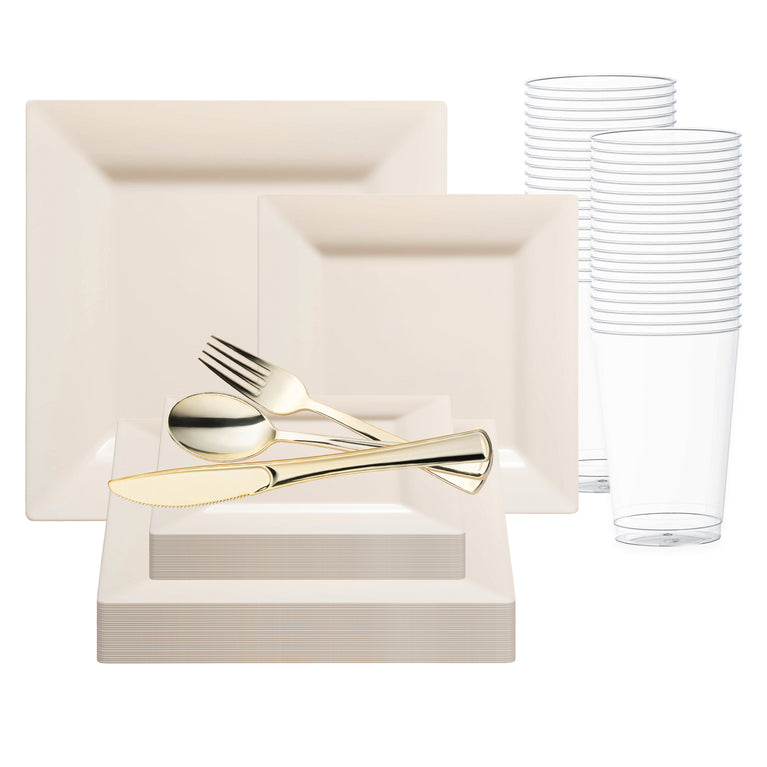 Ivory Square Plastic Wedding Value Set