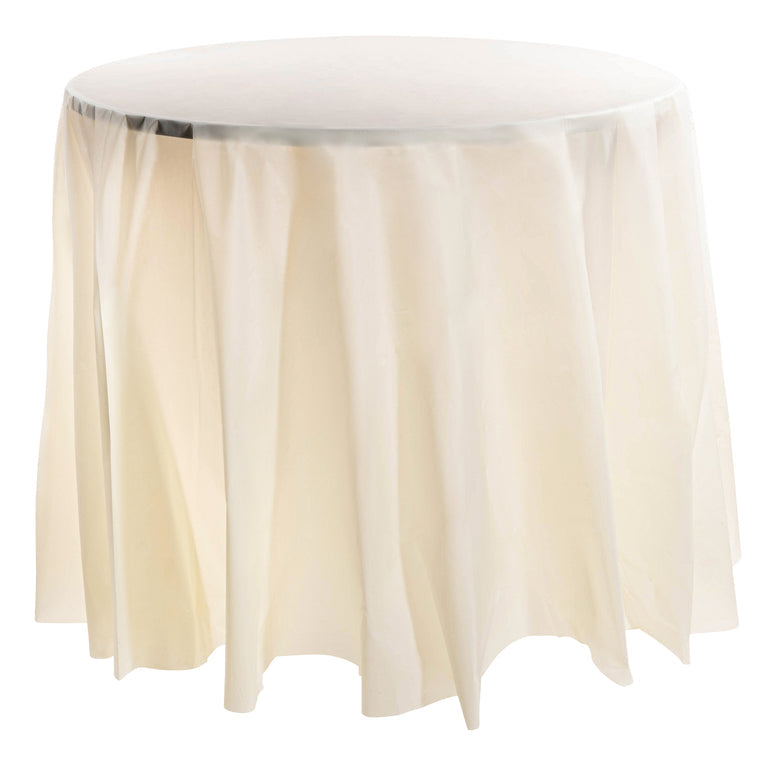 Ivory Round Disposable Plastic Tablecloths (84")