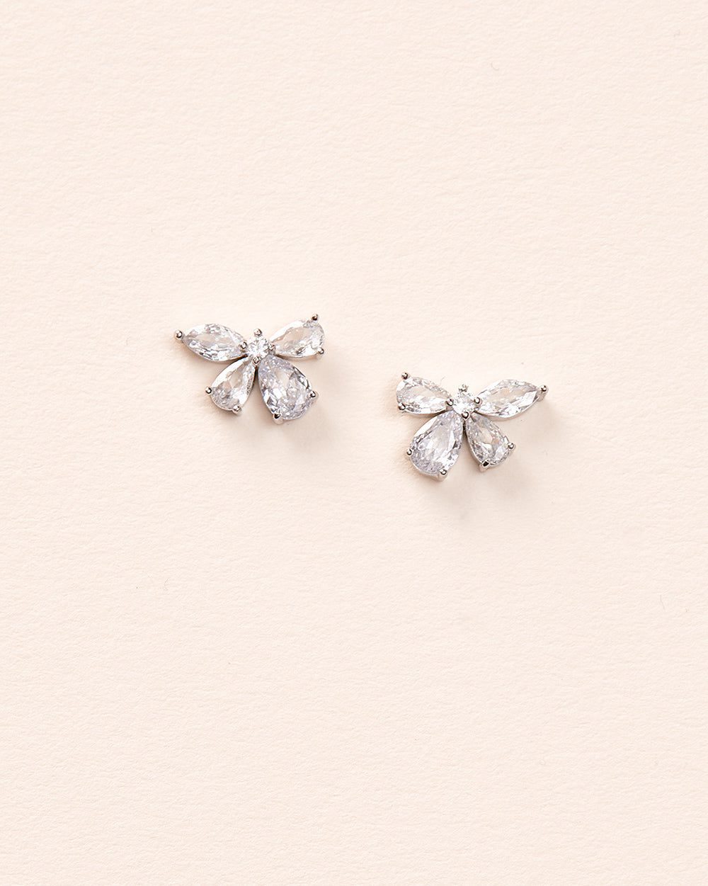 Dainty Bow CZ Stud Earrings