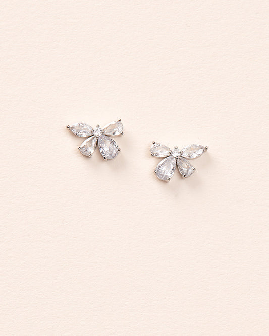 Dainty Bow CZ Stud Earrings