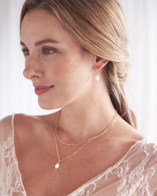Layered Pearl Drop Bridesmaid Jewelry Set