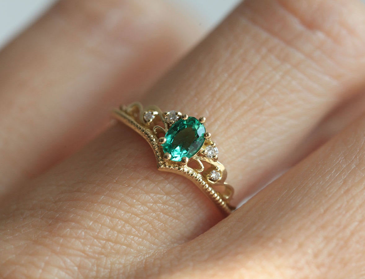 Jacqueline Oval Emerald Ring