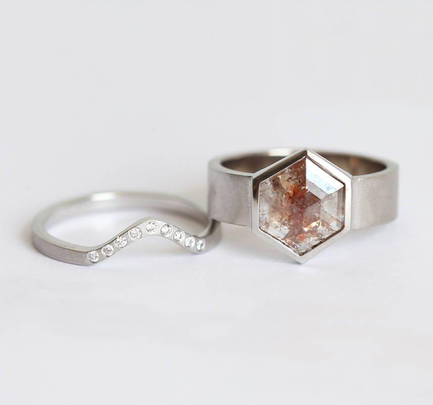 Jessica Greyish Red Diamond Ring Set