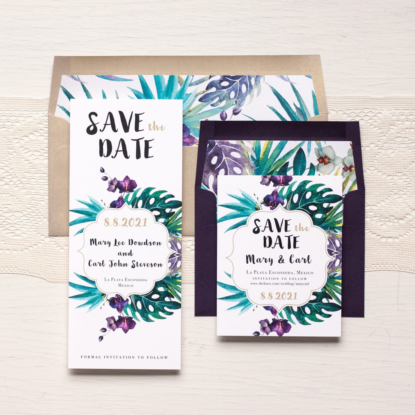 Jewel Tone Tropics Save The Dates