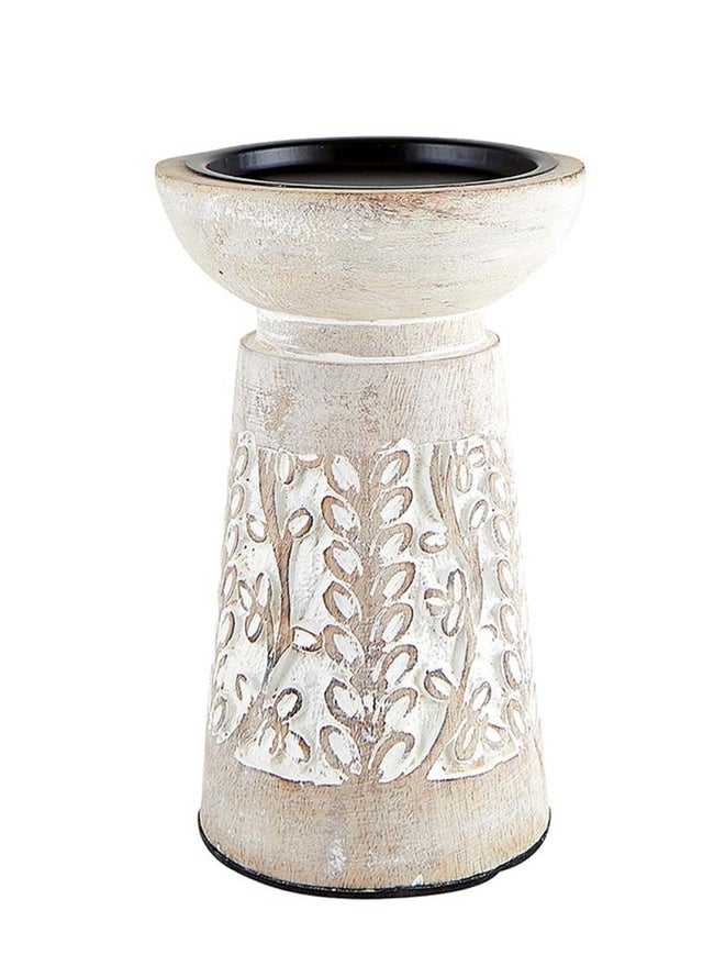Botanical Mango Wood Candle Holder