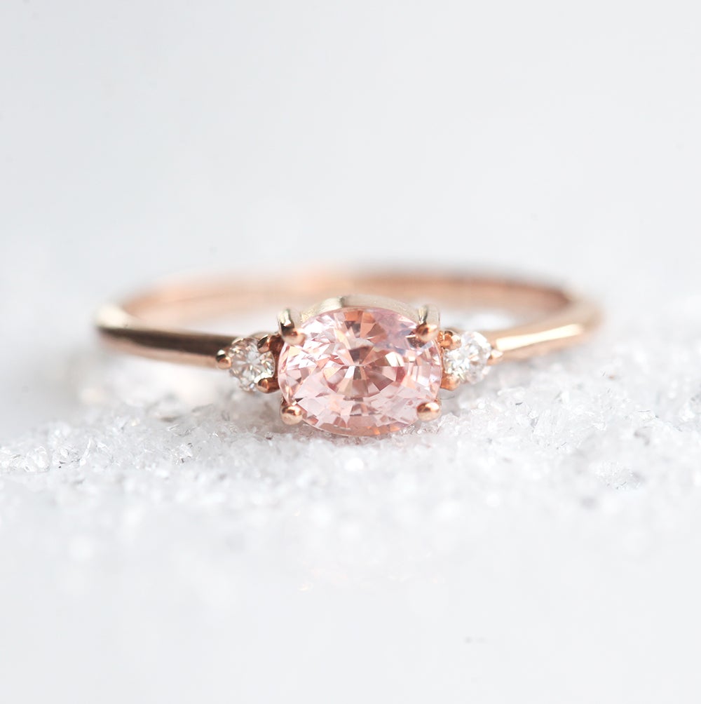 Keya Peach Sapphire Diamond Ring