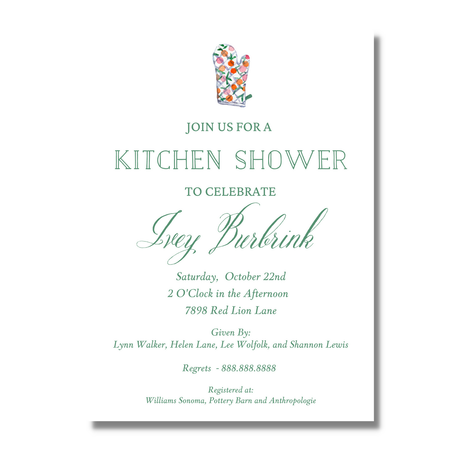 Kitchen Mitt - Bridal Shower Invite
