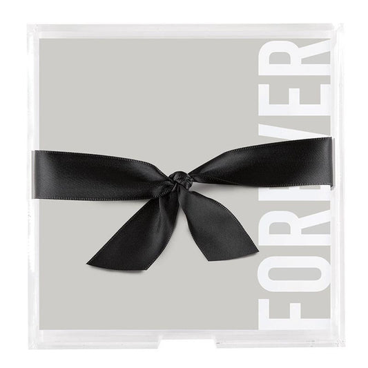 Square Notepaper with Acrylic Tray - Forever