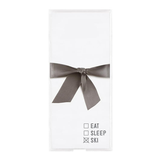 Face To Face Rectangle Notepaper with Acrylic Tray - Eat.Sleep.Ski.