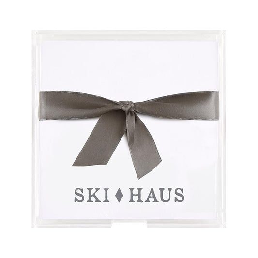 Face To Face Square Notepaper with Acrylic Tray - Ski Haus