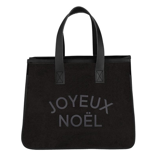 Black Mini Canvas Tote - Joyeux Noel