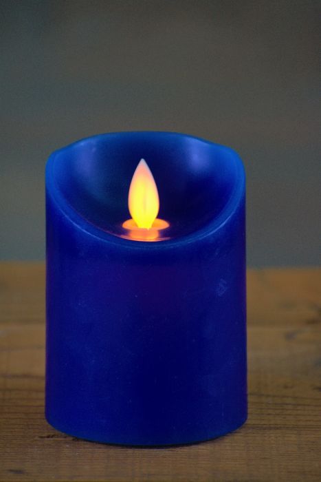6" Blue Timer Moving Flame Candle