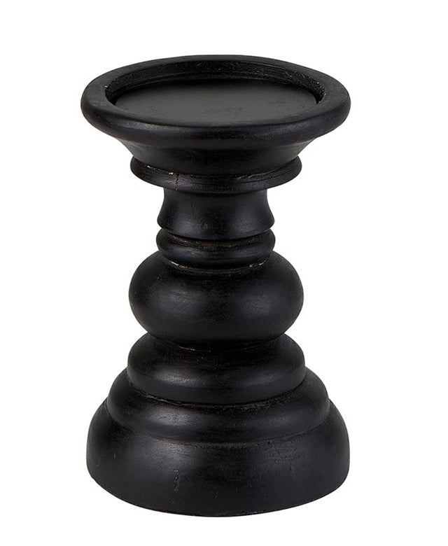 Black Wood Candle Holder