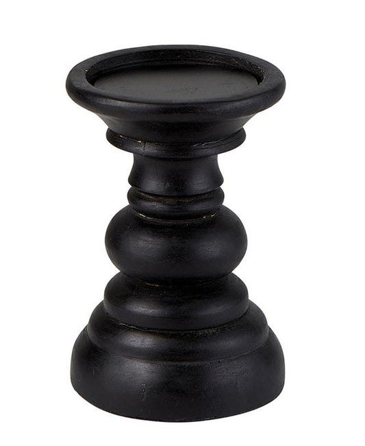 Black Wood Candle Holder