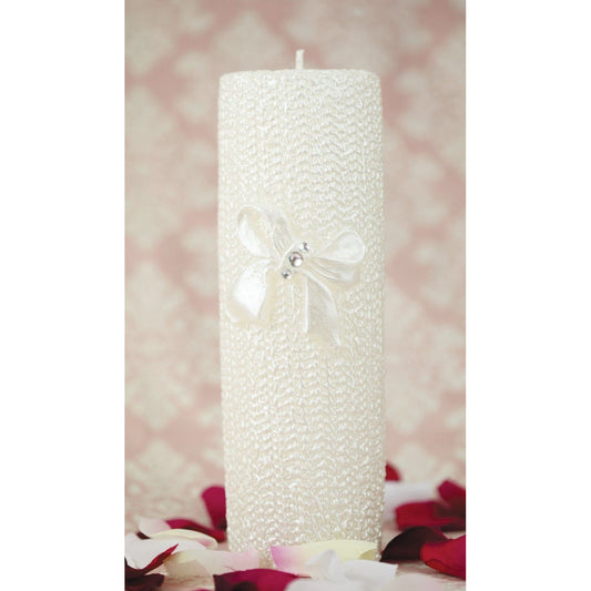 Lace and Bow Wedding Unity Candle