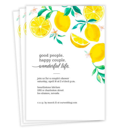 Wonderful Life Lemons Couples Shower Invitation