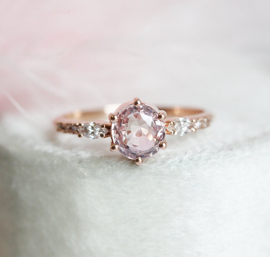 Lola Peach Sapphire Diamond Ring