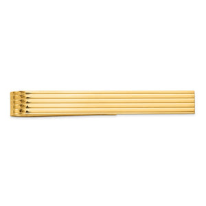 14K Yellow Gold Grooved Striped Tie Bar, 50mm