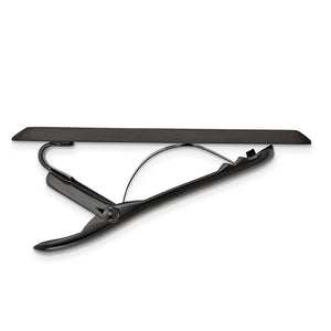 Black Plated Stainless Steel Brushed Tie Bar Clip, 7 x 50mm