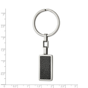 Stainless Steel & Black Stoving Varnish Rectangle Key Chain