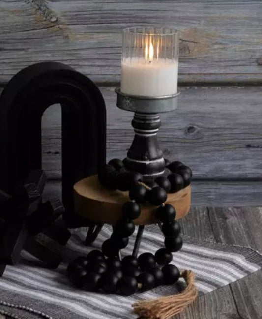4" White Ribbed Glass Timer Candle