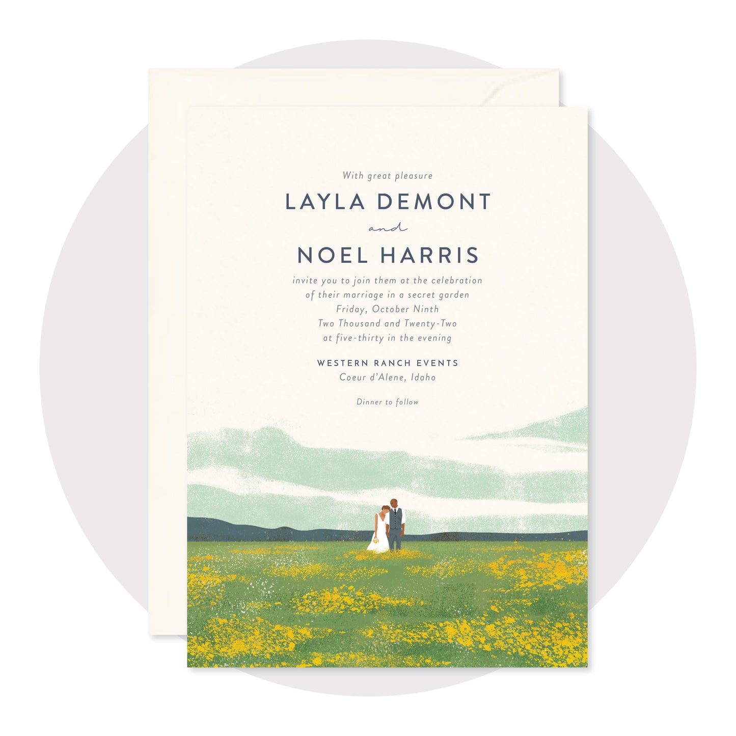 Green Fields Wedding Invitations - Digital