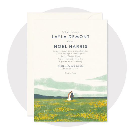 Green Fields Wedding Invitations - Digital