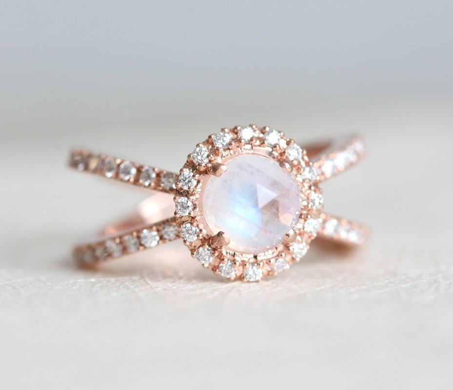 Magdalena Moonstone Diamond Ring