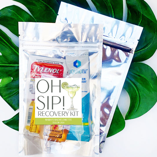 Oh Sip Margarita Cocktail Label + Resealable Bags