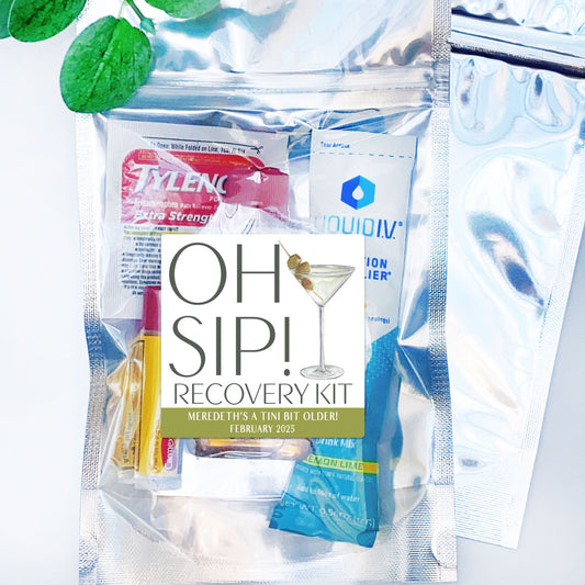 Oh Sip Martini Cocktail Label + Resealable Bags