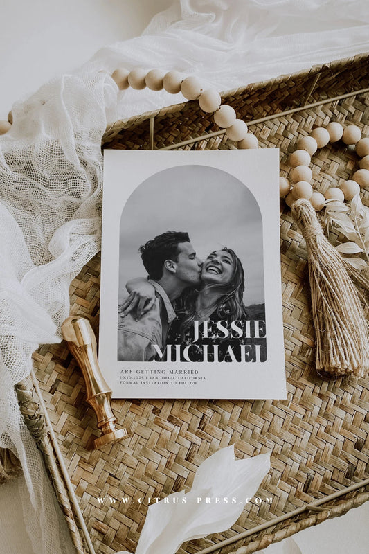 Minimal Arch Photo Save The Date | Printable Template