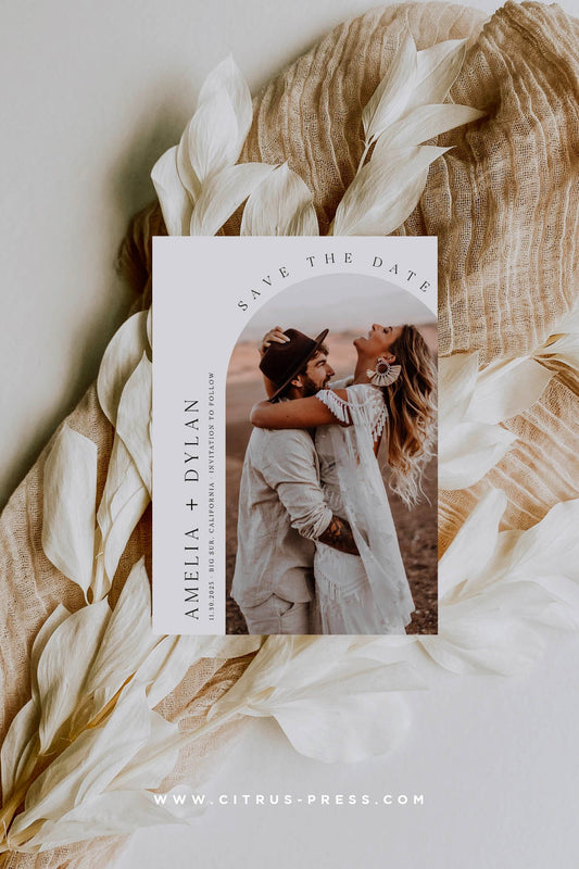 Arch Photo Save The Date Wedding Invitation, Printable Diy Template