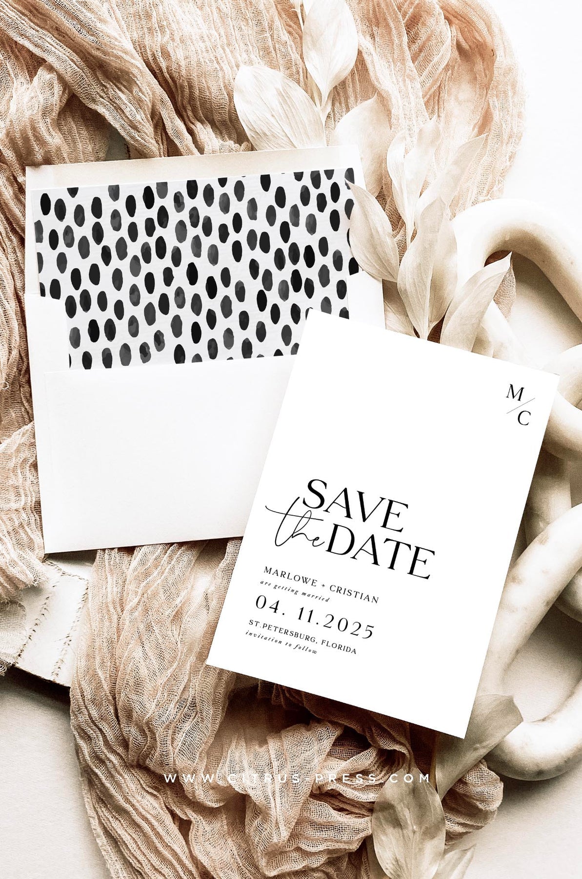 Modern Minimal Save The Date Card | Marlowe
