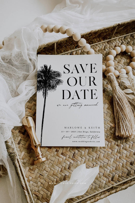 Minimal Destination Wedding Save The Date | Printable Template