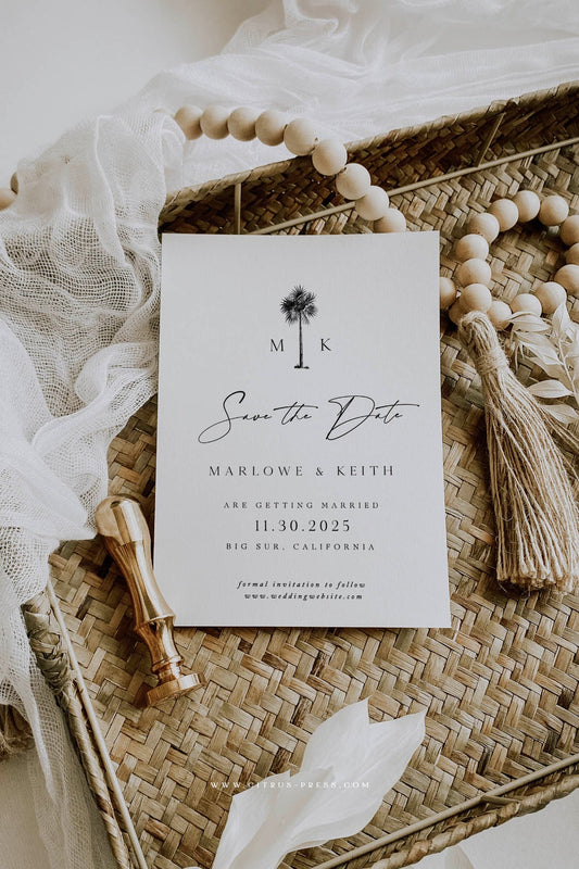 Minimalist Destination Wedding Save The Date | Printable Template