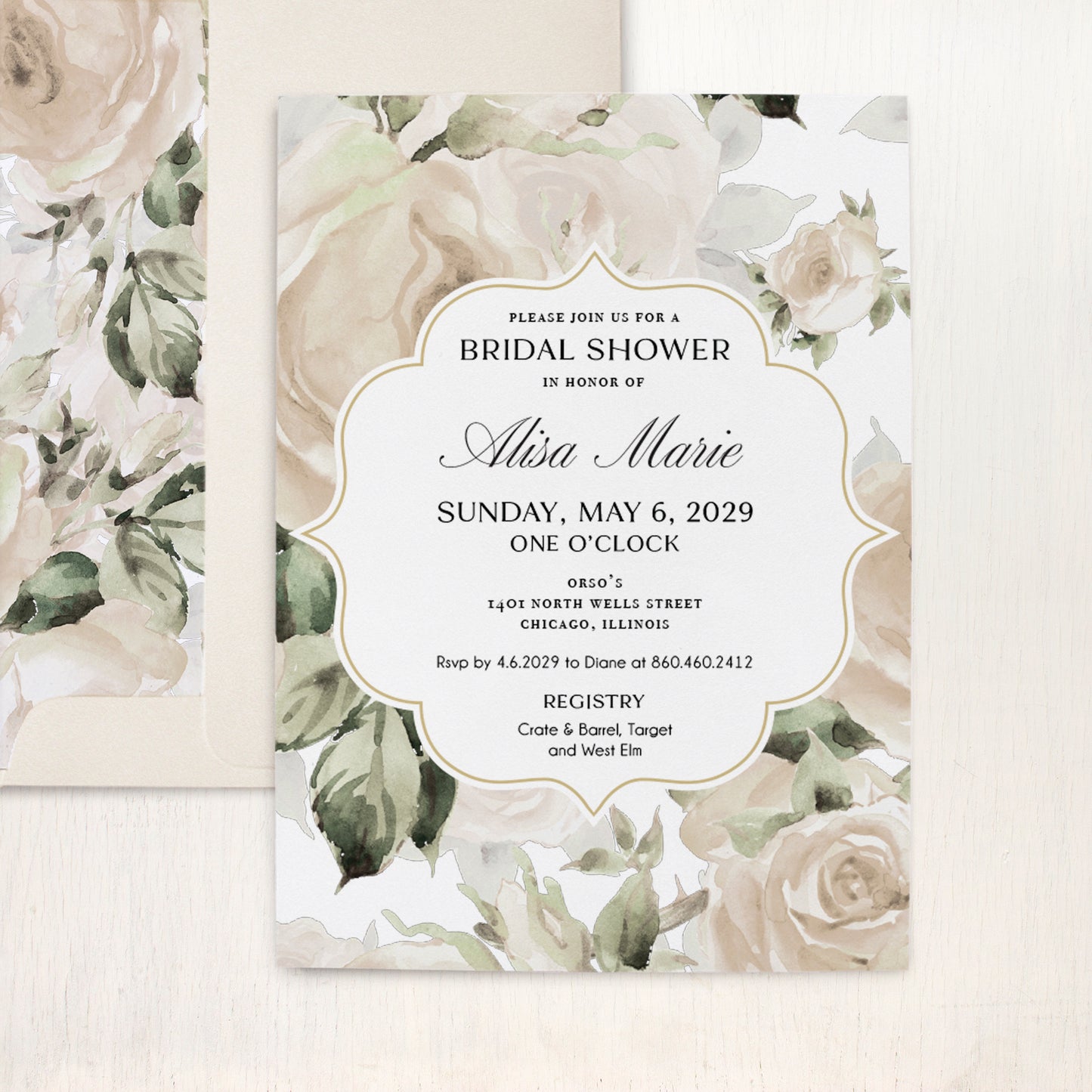 Minimal Calligraphy Bridal Shower Invitations