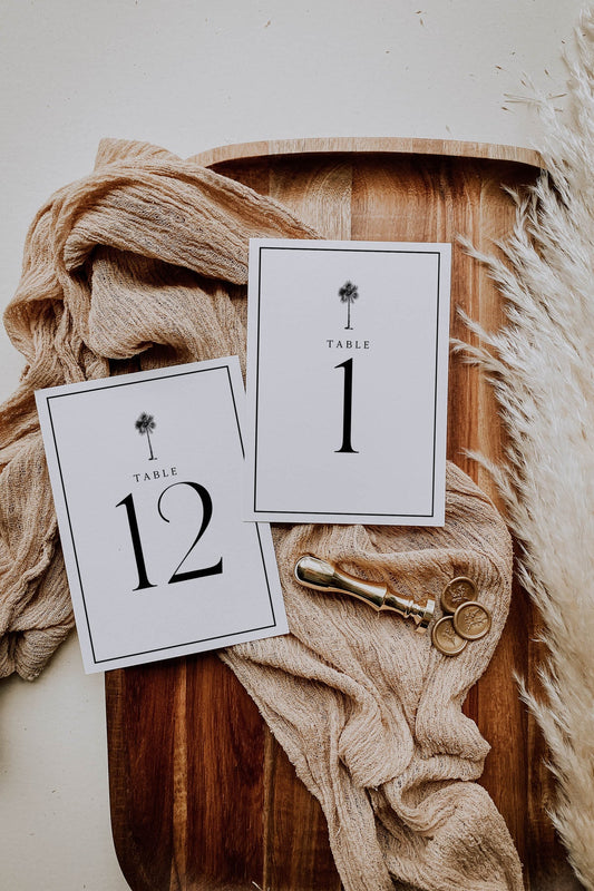 Minimalist Destination Wedding Table Numbers | Printable Template