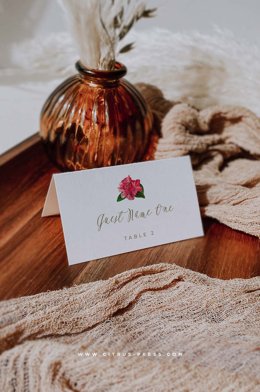 Bougainvillea Reception Place Card | Pdf Diy Template