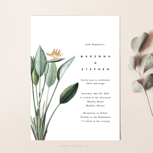 Tropical Bird Of Paradise Wedding Invitation | Makenna