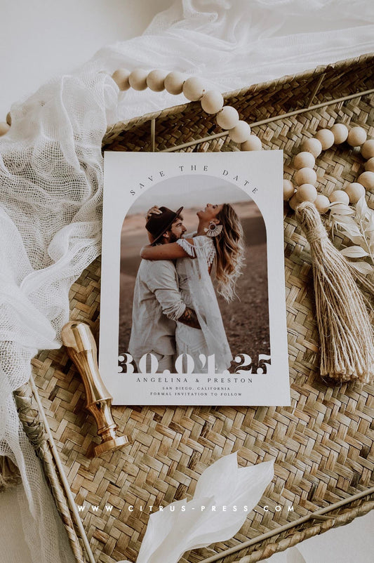 Minimal Arch Photo Save The Date | Printable Diy Template