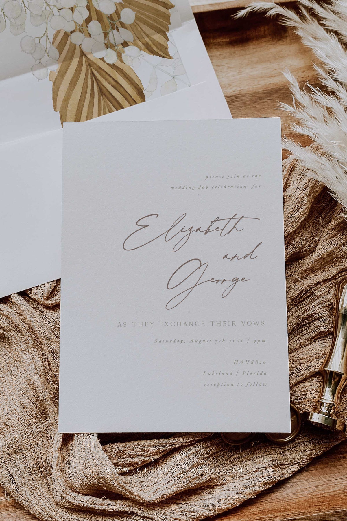 Modern Boho Wedding Invitation | Elizabeth