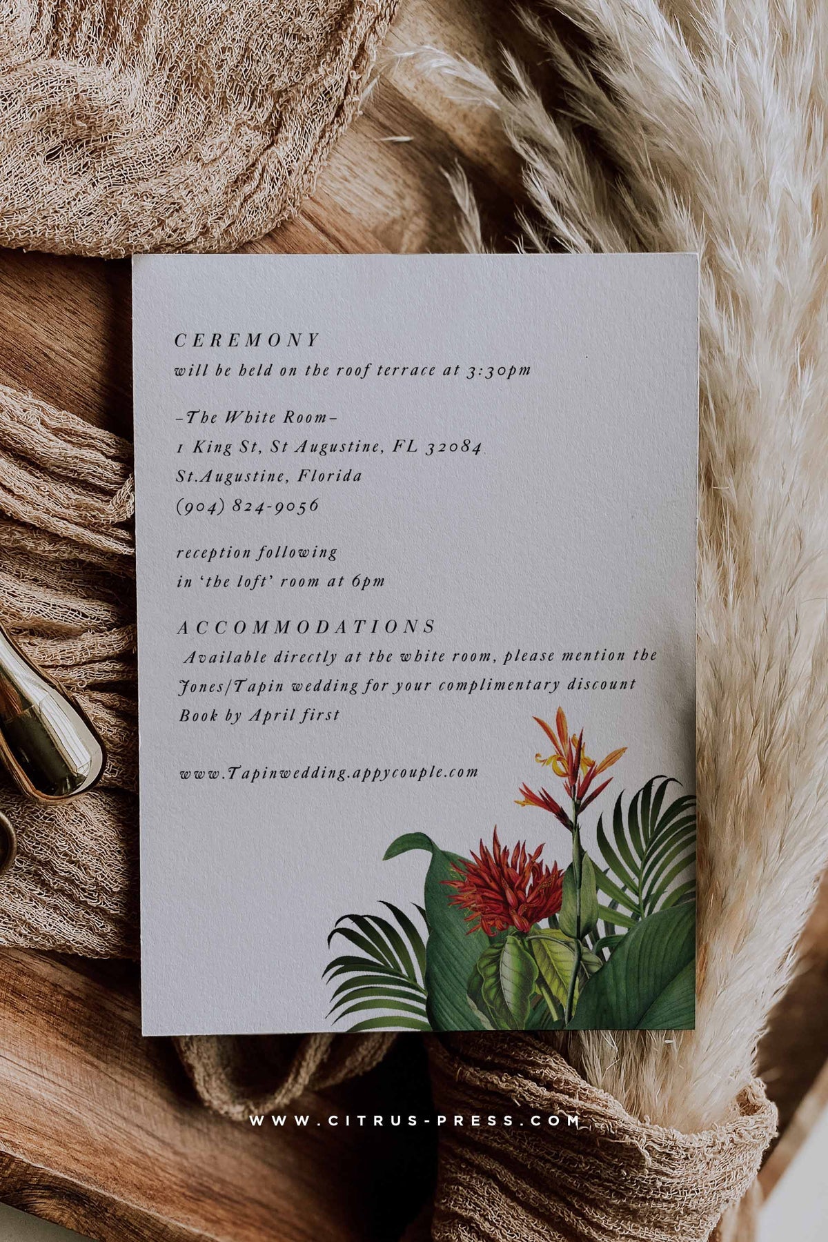 Tropical Wedding Enclosure Card | Megan