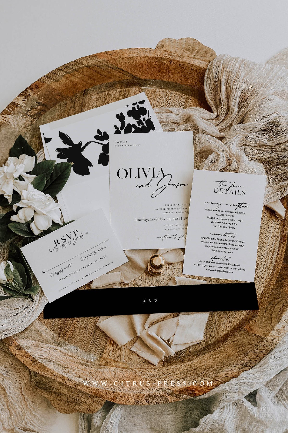 Black And White Wedding Invitation Suite | Printable Template