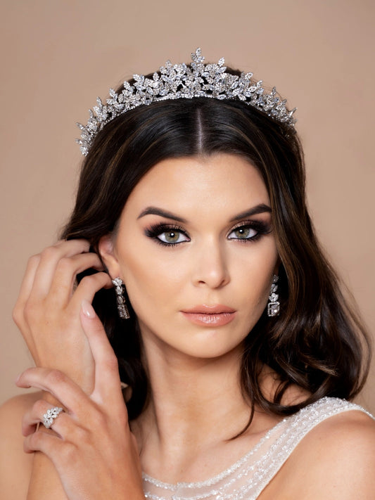 Mona Swarovski 3-D Wedding Tiara, Radiant Luxurious Bridal Tiara