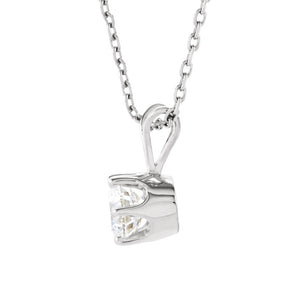 1/3 Ct Round Diamond Solitaire Necklace in 14k White Gold, 18 Inch