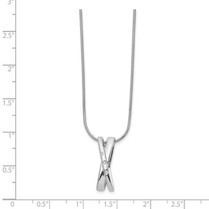 Diamond Crossover Necklace in Rhodium Plated Silver, 18-20 Inch