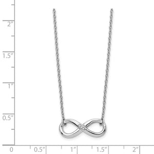 Infinity Diamond Accent Necklace, Rhodium Sterling Silver, 18 Inch